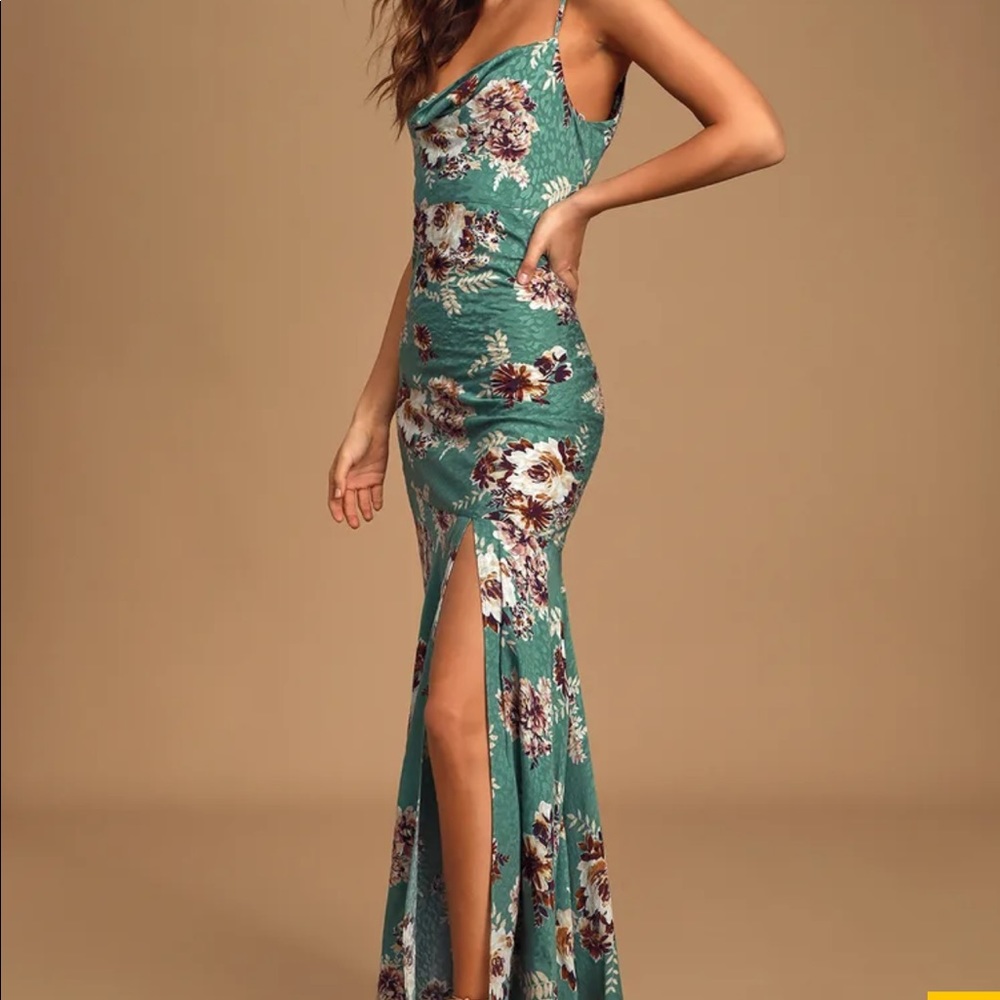 Lulus Veranda Views Sage Green Floral Jacquard Slip Maxi Dress